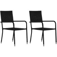 vidaXL Garten-Essstühle 2 Stk. Stapelbar Schwarz Poly Rattan