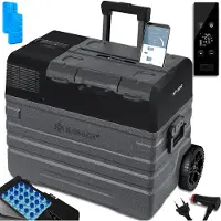 Kesser Kompressor Kühlbox elektrisch Gefrierbox, Mit APP-Steuerung USB-Anschluss 12/24 V 230V, +Teleskopstange Räder Kühlschrank Kühlung bis -20 °C für Auto, Lkw, Boot, Reisemobil, Camping