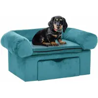 vidaXL Hundesofa mit Speicher Türkis 75 x 50 x 38cm Plüsch