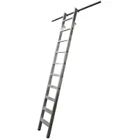 Krause Regalleiter, Aluminium, mit 2 Paar Einhängehaken/Aufbewahrungshaken, 7 Stufen