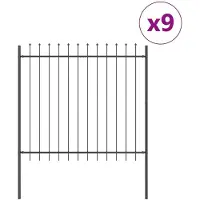 vidaXL Gartenzaun WOERDEN 9 Stk. 15,3 x 1,5 m Grau
