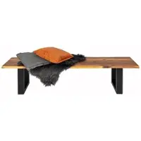 Sam Sitzbank Baumkante 200 cm Cognac massiv Akazie schwarz ESRA