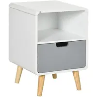 HOMCOM Nachttisch mit Schublade Offenem Fach Weiß 40 x 38 x 58 cm