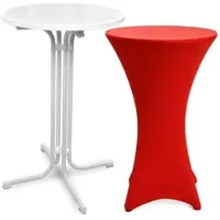 Beautissu Bellini Stehtisch ø 70cm Weiß mit Stella Stehtischhusse ø 70cm Rot