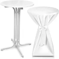 Beautissu Bellini Stehtisch ø 80cm Weiß mit Premium Stehtischhusse ø 80cm Weiß