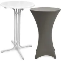 Beautissu STEHTISCH Bellini Ø 80cm Weiß mit Stella Stehtischhusse Ø 80cm Anthrazit