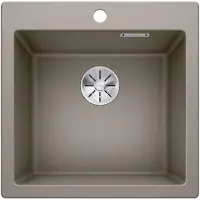 BLANCO PLEON 5, SILGRANIT, tartufo, ohne Ablauffernbedienung, keine Beckenlage, 500 mm Untermaß, Aufsatzwanne, Rechteckig, Silgranit, Braun, 1 Becken, Tartufo