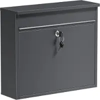Wiltec Briefkasten V13 schwarz 360x115x320mm Schloss Klappe Postkasten Stahl