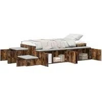 vidaXL Aufbewahrungsbettgestell Geräucherte Eiche 80 cm Holzwerkstoff