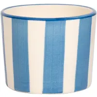Zafferano Lido-Set aus 2 blau gestreiften Trinkgläsern, Civita Castellana Crafts, handbemalte Keramik im Vintage-Design für einen eleganten Tisch