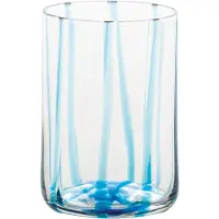 Zafferano 6er-Set Trinkgläser aus mundgeblasenem Glas, aquamarinblau, elegantes Design mit markanten, handgefertigten Linien