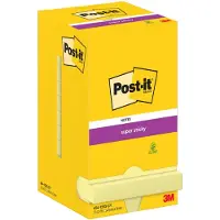 Post It Superklebriger Ablösbarer Haftnotizblock Mit 12 Kanariengelben Blöcken 76x76 Mm
