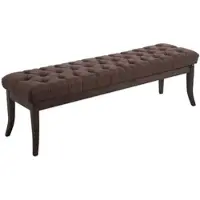 DELUKE Sitzbank CANNES Stoff Braun 150x38x46cm Dunkelbraun Sitzbank Flur Sitzhocker Esszimmerbank Polsterbank Schlafzimmer