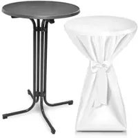 Beautissu STEHTISCH Bellini Ø 80cm Grau mit Premium Stehtischhusse Ø 80cm Weiß