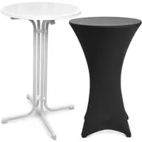 Beautissu STEHTISCH Bellini Ø 80cm Weiß mit Stella Stehtischhusse Ø 80cm Schwarz