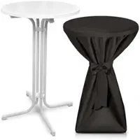 Beautissu STEHTISCH Bellini Ø 80cm Weiß mit Premium Stehtischhusse Ø 80cm Schwarz