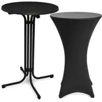Beautissu STEHTISCH Bellini Ø 70cm Schwarz mit Stella Stehtischhusse Ø 70cm Schwarz