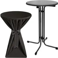 Beautissu STEHTISCH Sylt Ø 70cm Grau mit Premium Stehtischhusse Ø 70cm Schwarz