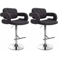 CLP 2er Set Barhocker Dublin Stoff höhenverstellbar und drehbar schwarz