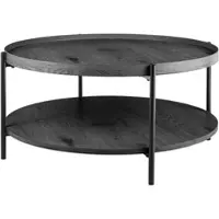 CLP Couchtisch Corbitan rund aus Holz 2 Ebenen Metallgestell schwarz | grau Farbe grau Größe Ø 80 cm