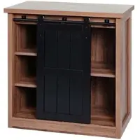 Décoshop26 - Kommode mit Schiebetür und 5 Fächern industrielle Holzoptik Metalloberfläche 84 x 80 x 40 cm braun 04_0006501