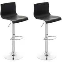 Décoshop26 - Set aus 2 klassischen Barhockern höhenverstellbar aus schwarzem Kunststoff und verchromtem Metall 10_0004185