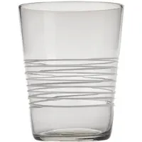 Zafferano 6er-Set Filante-Trinkgläser aus grauem Glas mit handgefertigter weißer Fadenverzierung für einen Hauch moderner Eleganz auf dem Tisch