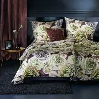 Apelt Mako-Satin Bettwäsche Beatrice mauve-grün 155x220 cm + 80x80 cm - lila;grün;beige