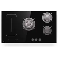 Klarstein MultiChef 5 Induktionskochfeld Mit Gaskochfeld - 5 Zonen, 2 Gas & 1 Wok, 2 Induktion, Flexzone, Schieberegler, Timer, Stop&Go, 9,8 Kw, Schwarz