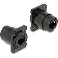 DeLOCK D-Typ Modul RJ45 Cat.6A Buchse zu Buchse, Schwarz, RJ-45, RJ-45, Weiblich, Weiblich, Zink