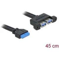 DeLOCK 82941, 0,45 m, 2 x USB A, USB 3.2 Gen 1 (3.1 Gen 1), Weiblich/Weiblich, 5000 Mbit/s, Blau