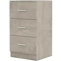 Costway Nachttisch mit 3 Schubladen, Hochglanz, 37x34x66,5 cm, Zementgrau