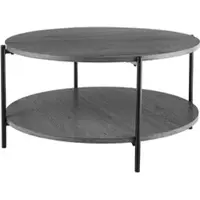 CLP Couchtisch Edduma rund aus Holz 2 Ebenen Metallgestell schwarz | grau Farbe grau Größe Ø 80 cm
