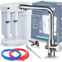 ARI Wasserfilter Set Morion mit 3-Wege Küchenarmatur Venom 1, Umkehrosmose, Chrom, Wasserfilter-Anschluss