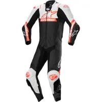 Alpinestars Missile V2 Ward 1-Teiler Motorrad Lederkombi Schwarz Weiß Rot Fluo Größe 50
