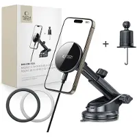 Tech-Protect Mm15W-V10 Magnetisches Magsafe-Armaturenbrett- Und Lüftungshalterung Für Das Auto, Kabelloses Ladegerät, 15 W, Schwarz