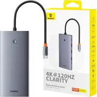 Baseus PortalJoy 13-in-1 USB-C Hub - 2x HDMI, DP, VGA, USB-A/C, PD, RJ45, SD/TF, AUX - Grau