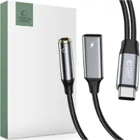 TechProtection UltraBoost USB-C (male) PD 60W 6A / mini jack 3.5mm (female) - USB-C (female) cable