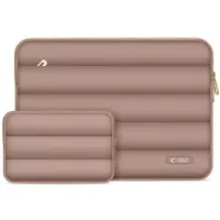 TechProtection Puffy Laptop Sleeve 15-16" with accessory pouch - Brown