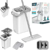 Teesa TSA0046 - Dweilset met 2-in-1 spoel- en wringemmer, 7,5 liter