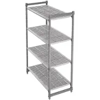 Cambro - CBU186072V4-580 - Basics Plus Regal mit 4 belüfteten Fachböden 46 cm Tiefe x 153 cm Länge x 183 cm Höhe - Gebürstetes Graphit