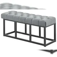 DELUKE Sitzbank MEXICO Stoff Dunkelgrau 100x38x46cm Sitzbank Flur Sitzhocker Esszimmerbank Polsterbank Schlafzimmer