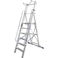 Krause Alu-Stufen-Stehleiter, mit großer Standplattform, mit Sicherheitsbügel und Kette, 7 Stufen