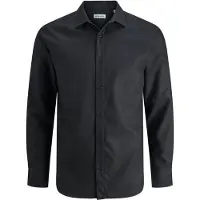 Jack & Jones Langarmhemd "JJJOE STRUCTURE SHIRT L/S", Herren, Gr. XS, N-Gr, schwarz, Web, Obermaterial: 60% Baumwolle, 40% Polyester, Hemden Langarmhemd