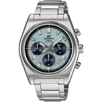 Casio Chronograph EDIFICE, silber (edelstahlfarben, hellblau, hellblau), Armbanduhren, Herren, edelstahlfarben, Chronograph, Quarzuhr, Armbanduhr, Herrenuhr, Edelstahlarmband, analog, Tag