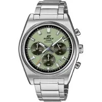 Casio Chronograph EDIFICE, grün (edelstahlfarben, hellgrün, hellgrün), Armbanduhren, Herren, edelstahlfarben, Chronograph, Quarzuhr, Armbanduhr, Herrenuhr, Edelstahlarmband, analog, Tag