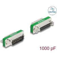 DeLOCK HF/EMI Entstörfilter D-Sub 15 Pin Stecker zu Buchse mit Tiefpass kapazitiv