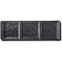 Wilmax Rechteckige Schale SlateStone Schwarz 40.5 x 13 cm Porzellan, 3er Set