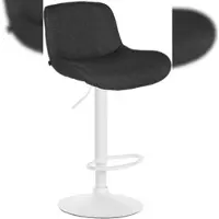 DELUKE Barhocker PONOR Stoff Schwarz 50x50x85cm Weiß Barstuhl Höhenverstellbar Mit Lehne Drehbar Tresenhocker Tresenstuhl