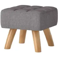 OKWISH Fußhocker Polyester in Grau mit Gummiholz-Beinen, 27x27x26 cm, gepolstert als Sitzhocker und Fußstütze